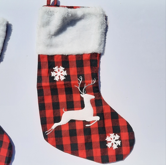 Vintage Checkered Christmas Stockings - Picture 5 of 6